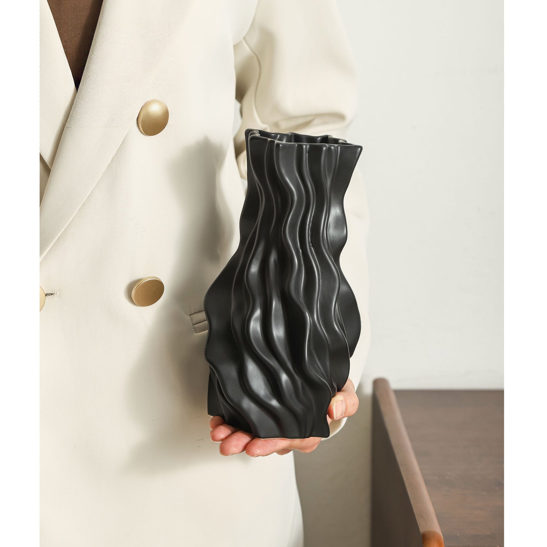 Pleated Ceramic Vase